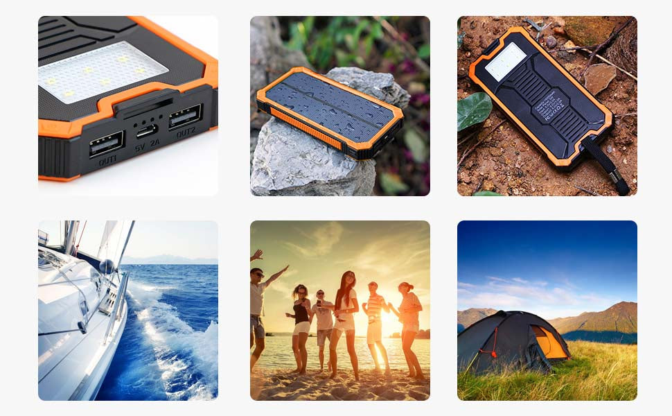 Solar Power Bank 15000mah With LED Lamp