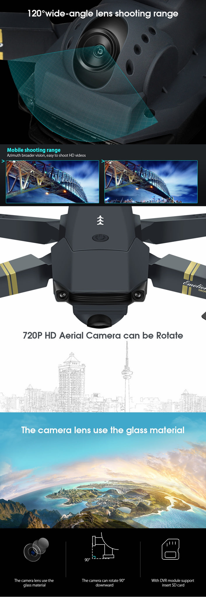 Black Dragon Foldable Arm RC Quadcopter Drone