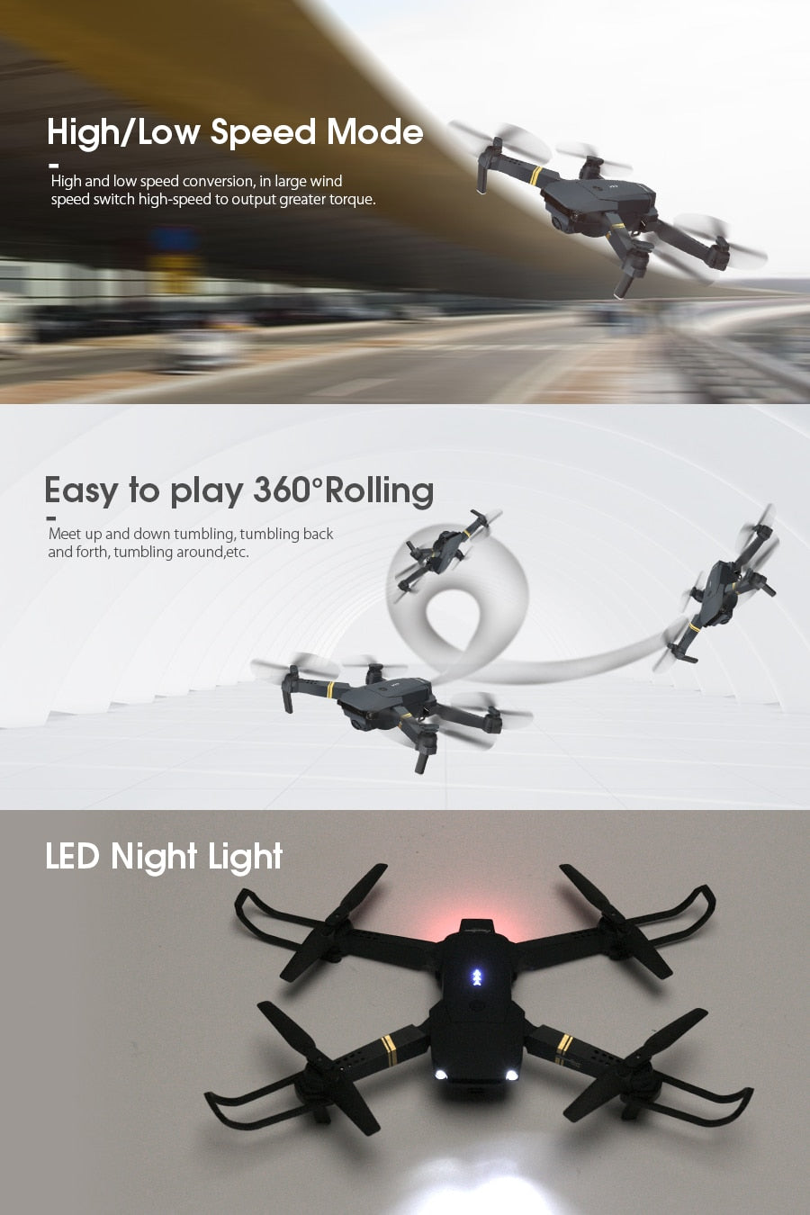 Black Dragon Foldable Arm RC Quadcopter Drone